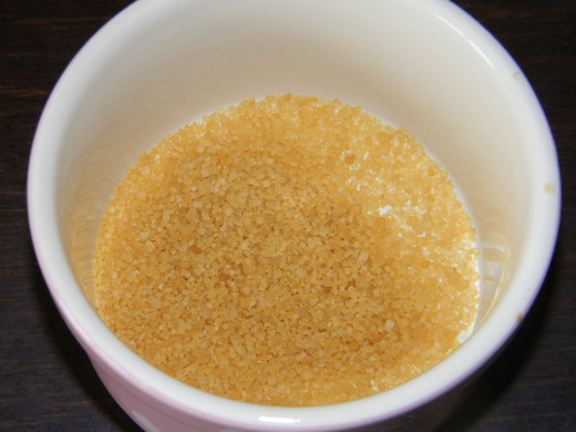 put the brown sugar into the bowl you will be mixing your scrub in
