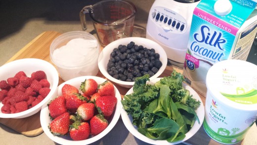 Ingredients needed for the green smoothie