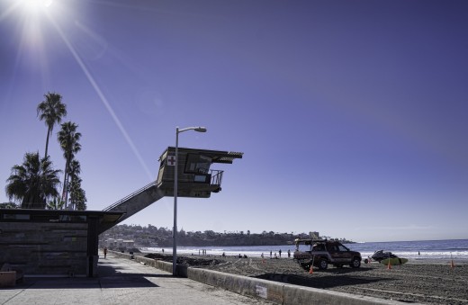 One lifeguard may have the task of watching literally hundreds of people on a beach. Life Guard Towers, such as this on in La Jolla, CA, help make the task easier by providing a higher observation point.