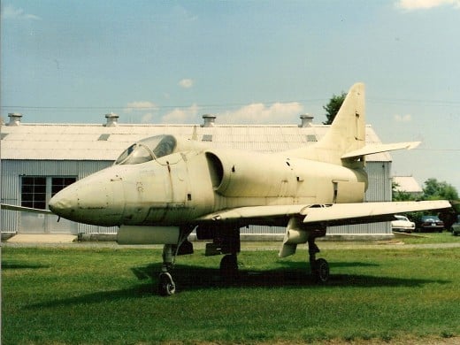 An A-4 at Quantico Marine Base, Virginia, near the Marine Corps Air-Land Museum, circa 1990.