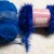 Blue acrylic matched with a fancy sparkle fuzzy yarn.