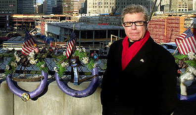 Architect Daniel Libeskind at Ground Zero in New York. AP Photo by Gregory Bull.