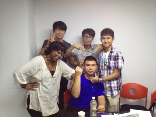 Having fun with students in China