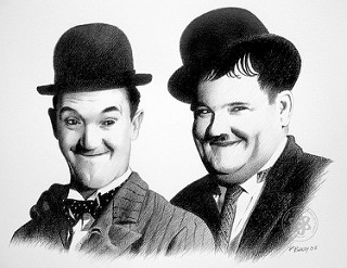 Stan Laurel 1890-1965 and Oliver Hardy 1892-1957