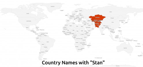 Countries with names ending in "-stan".