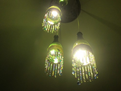 This is How the Wine Bottle Chandelier Would Look From Below..