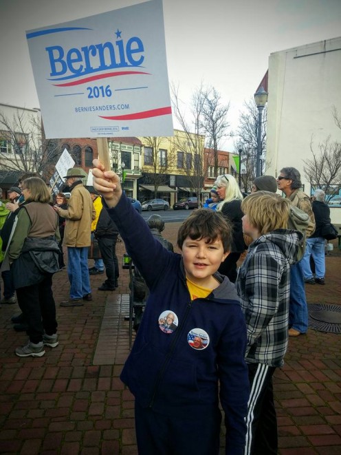 Bernie Sanders stands up for what is right. You can do that too.  Photo used with permission of his parent. 