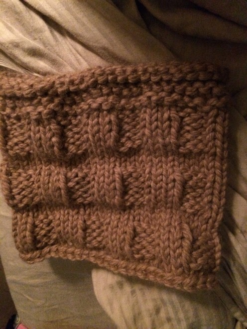 Here is a picture of the completed cowl finished in baby grande alpaca yarn! It's super soft and cuddly!