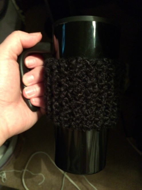 A picture of the coffee cozy before I thought about monogramming it. I thought it looked pretty good for my first one!