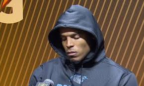 Cam Newton wasn't wearing his normal flashy suits after his poor performance in Super Bowl 50