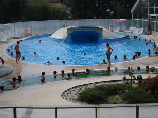 The healing power of mineral water used to treat patients and other users in the lazy river section in Vučkovec, Croatia