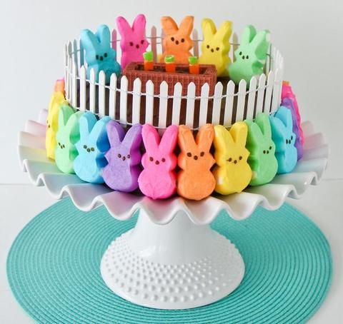 I found this gorgeous Easter cake on Pinterest.  Just look at how easy it is to decorate a holiday cake with Peeps Candy.  How easy is that?