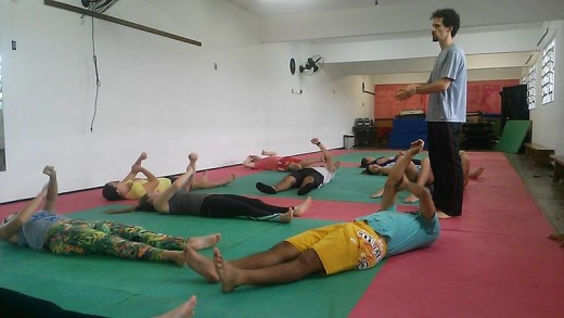 Group class with fitness trainer