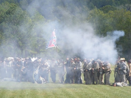 Confederate soldiers at the Battle of Pilot Knob in Pilot Knob Missouri in 2007.