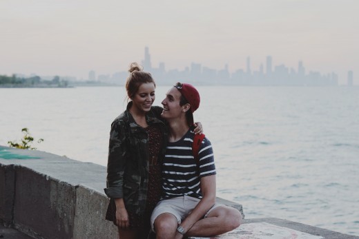 A couple hanging out on the beach