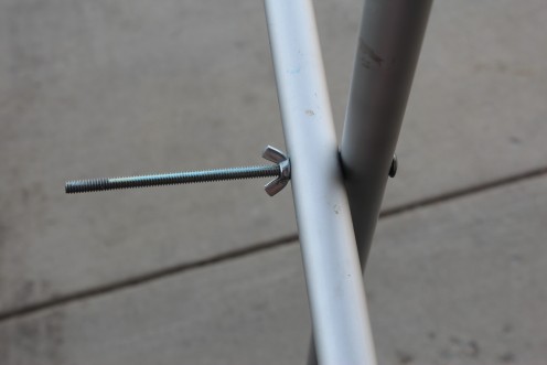 Connected two pieces of a seperated flag pole with a bolt and wing nut. This allows for easy fold up after use. Most flagpoles have a shaft inside a shaft design...which allows the user to turn the transducer for increased accuracy. 