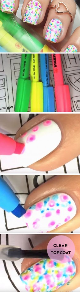 Highlighter Floral | Easy Easter Nail Designs for Short Nails