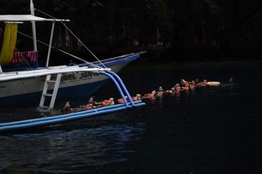 At Twin Lagoon forming a human train.