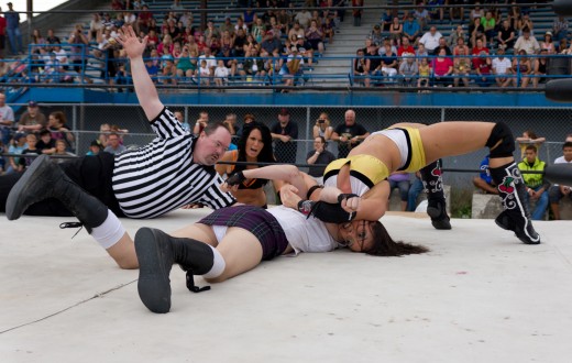 A professional wrestler performing a neck bridge. Both competitive wrestlers, and performers in sports entertainment utilize the bridge to keep their shoulders off the mat. It is not only a move, but also an exercise used in strength conditioning.