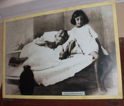 Young Indira with Mohandas Gandhi