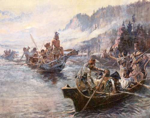 Lewis and Clark on the Lower Columbia by Charles Marion Russell