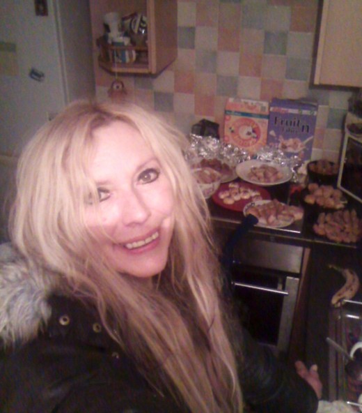 My birthday (2016) with my healthy veggie buffet in the background. You don't need to starve yourself to lose weight!
