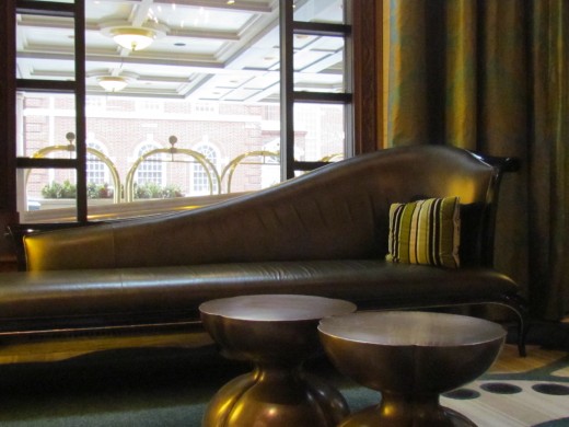 A photo of a stylish furnishings in the lobby of Hotel du Pont. 