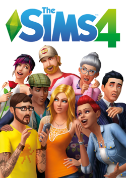 The boxart for The Sims 4. Notice the change in art style compared to The Sims 3.