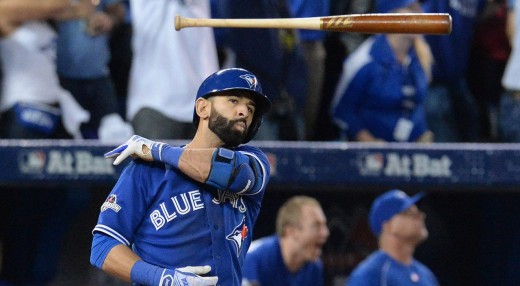 The infamous bat flip seen 'round the world. The Texas Rangers aren't mad at Joey, but don't be surprised if they plunk him a time or two early in the 2016 season.