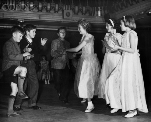 Young square dancers in photo shot Dec. 1947.