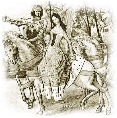 Isabella riding triumphantly into Oxford