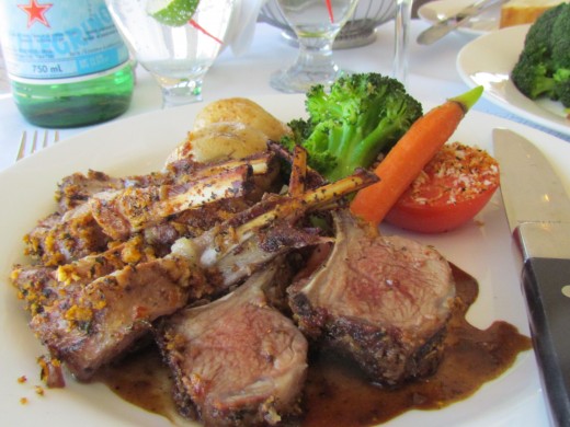 Pan Seared Rack of Lamb Chops, was chosen by me from their delectable dinner menu.