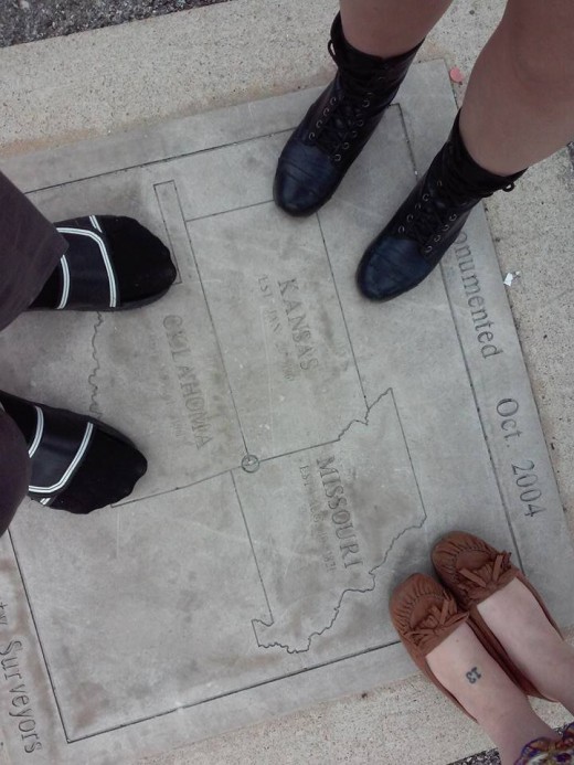 This Geocache led us to the Tri-State Marker for Missouri, Kansas, and Oklahoma!