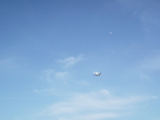 The Space Shuttle flew by on its way back to Cape Canaveral from Houston!