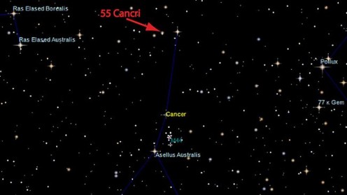 La estrella 55 Cancri es visible a simple vista en la constelación de cáncer. Sería un proyecto de astronomía agradable descubrir Cancri 55 en el cielo nocturno. No lo es? ¿¿Quién está despierto?? La estrella 55 Cancri es visible a simple vista en la constelación de cáncer. Sería un proyecto de astronomía agradable descubrir Cancri 55 en el cielo nocturno. No lo es? ¿¿Quién está despierto??