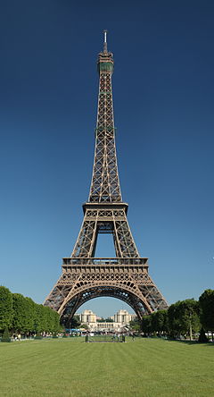 The Eiffel Tower, built in 1889 for the World's Fair in Paris
