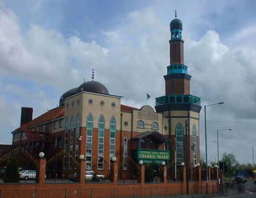 Mosques like this one in Birmingham now dominate many skylines in the UK. 