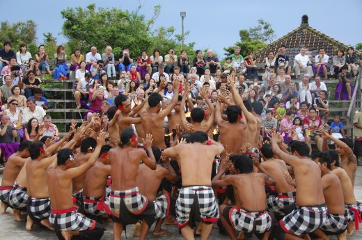 Kecak dance performance as a tourist attraction in Bali.