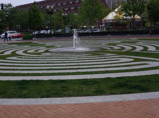 Chartres-style medieval labyrinth on the Rose Kennedy Greenway in Boston