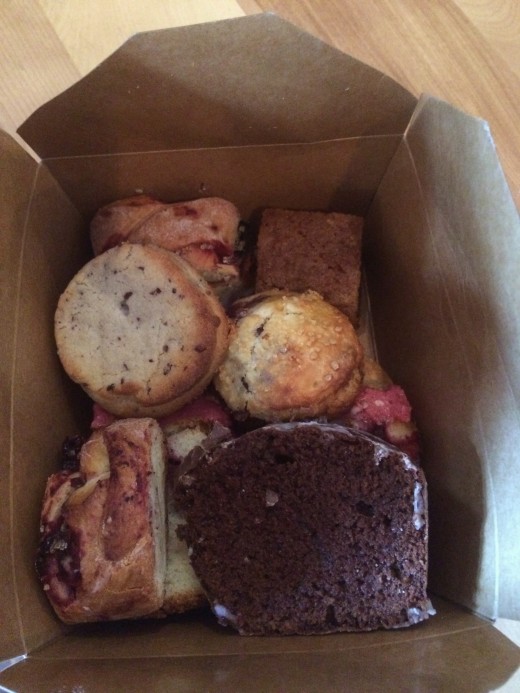 My mom's take-away box of sweet treats!