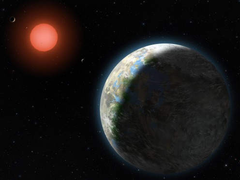 Gliese 581c que gira alrededor de su estrella enana roja Gliese 581. Gliese 581c que gira alrededor de su estrella enana roja Gliese 581.
