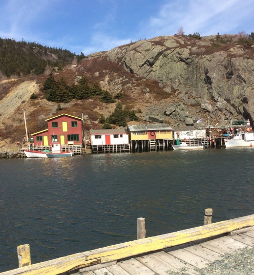 Fishing  stages across the water from Mallard Cottage's parking lot