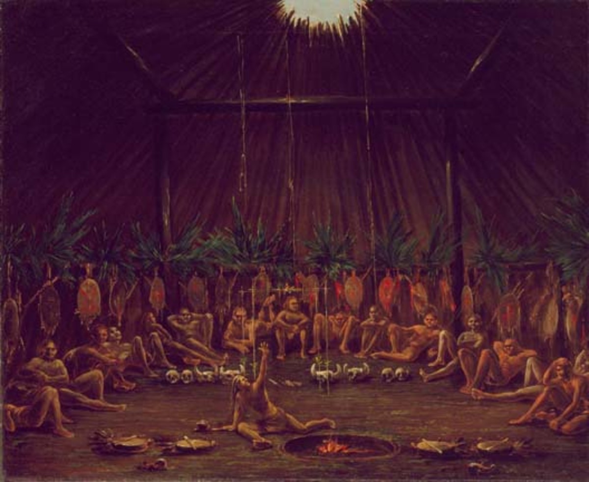 Mandan/Numakiki medicine lodge in 1832