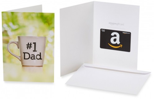 An Amazon.com gift card with a Father's Day theme; a perfect way to show your dad you think he's the best and that he's number 1