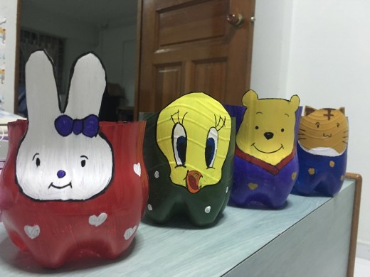 Miffy, Tweety, Winnie and Kitty - Flowerpots/ Pen stands