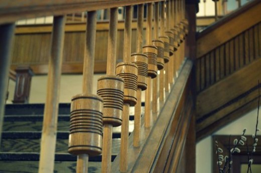 Carved railings in Central School