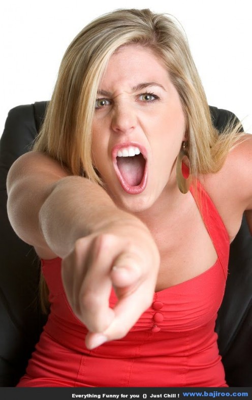 Angry girls point at you when you are wrong about a situation