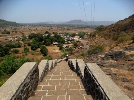 The steps going up the hill to the caves; Bhaja