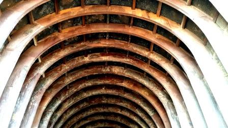 The arch type wooden ribs in the roof of Chaityagriha, Bhaja