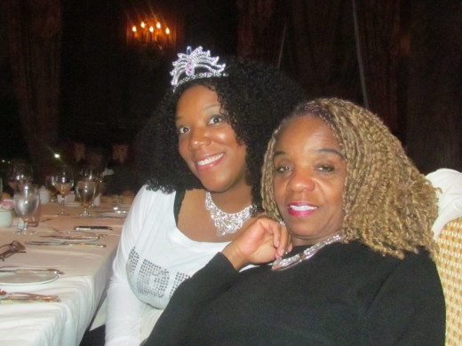 My daughter and I, Paulette Blake, take a minute for a quick photo during our family dinner.